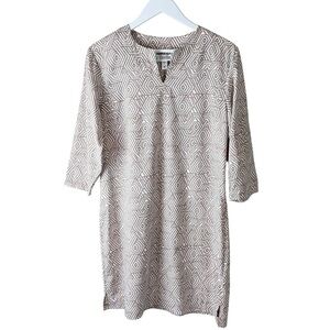 Coolibar Women's S Tunic Dress UPF 50+ Sun Protection Sundress Tan Gold White
